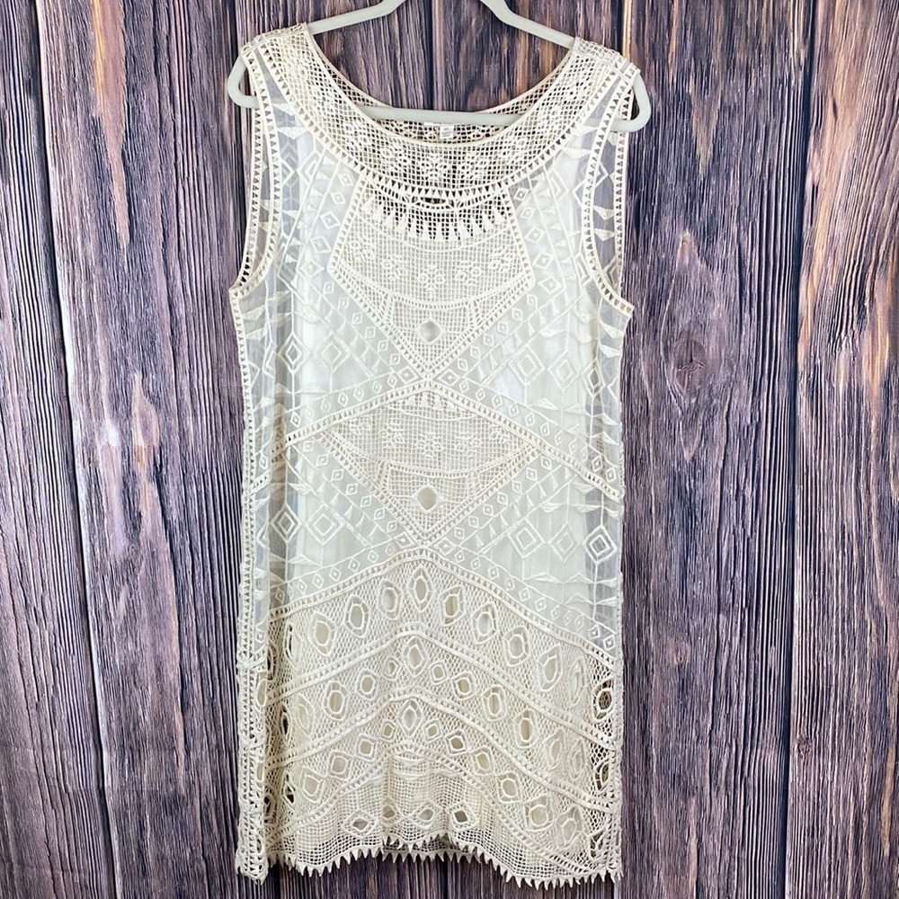 Beautiful Ella Moss Cream Colored Crochet  Dress - Size M/L